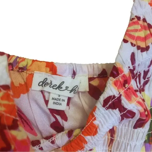 2/$30 Long Floral Print Sleeveless Maxi Dress Flowy Small Colorful Orange White - Picture 6 of 11